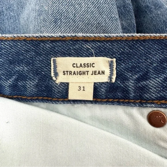 NWT Madewell Classic Straight Jeans Destructed Edition Tyler Wash Size 31 - Picture 12 of 13